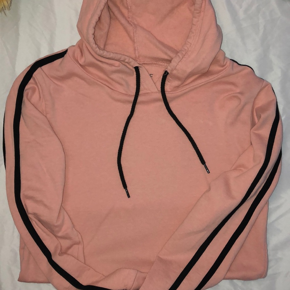 Light Pink On Fire Hoodie with Black Stripes